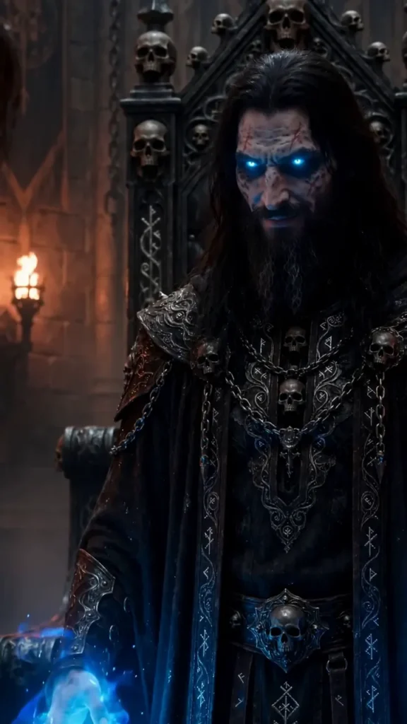 Kael the sorcerer with glowing blue eyes, kept consistent across AI video scenes